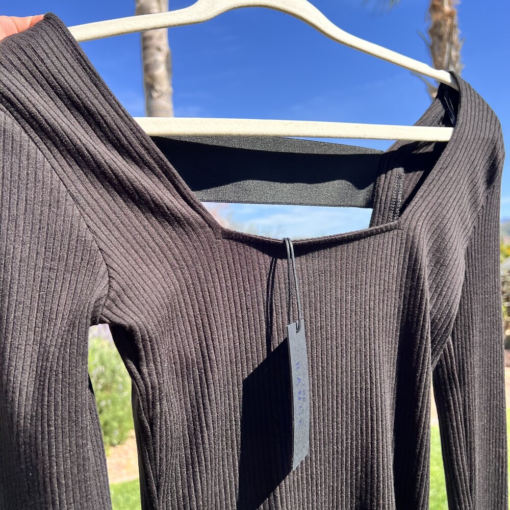 NWT The Range Alloy Ribbed Top Black Elastic Banded Long Sleeve Size XS fits Med - Picture 6 of 7